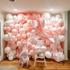 Coquette Pink Bow Balloon Arch Kit – 114pc Pastel Light Bow & White Balloon G…