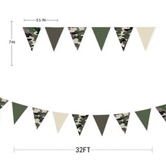 32Ft Camouflage Party Decorations Green Brown Camo Hero Pennant Banner Fabric…