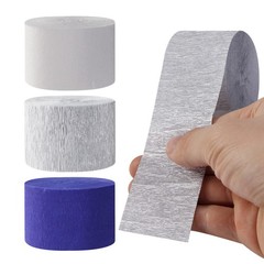 Graduation Streamers, 9 Rolls Crepe Paper, Navy Blue Silver, Grey