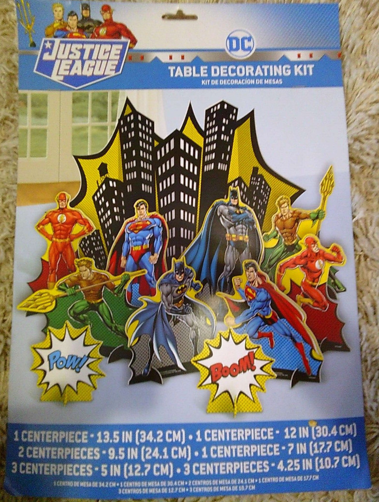 NEW DC superhero JUSTICE LEAGUE table decorating kit centerpieces birthday party
