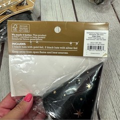 NWT Spritz Black Silver Party Hats Happy New year (undated) 4pc per pack 8pks