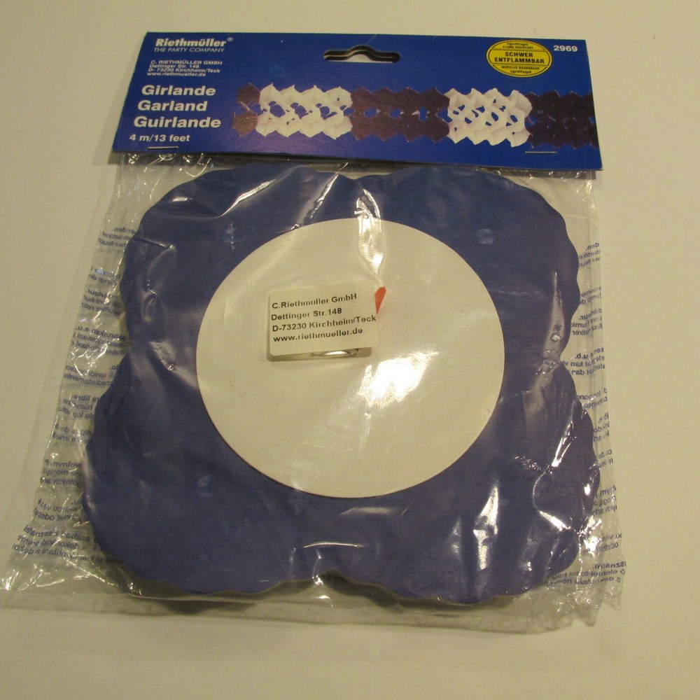 Garland Bavarian Royal Blue & White Paper/Crepe