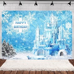 Frozen snowscape Castle Backdrop Banner Birthday Party background Decoraions