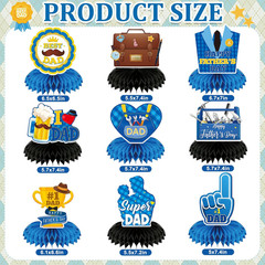 9 Pcs Father’S Day Decorations, Double Sided Happy Fathers Day Honeycomb