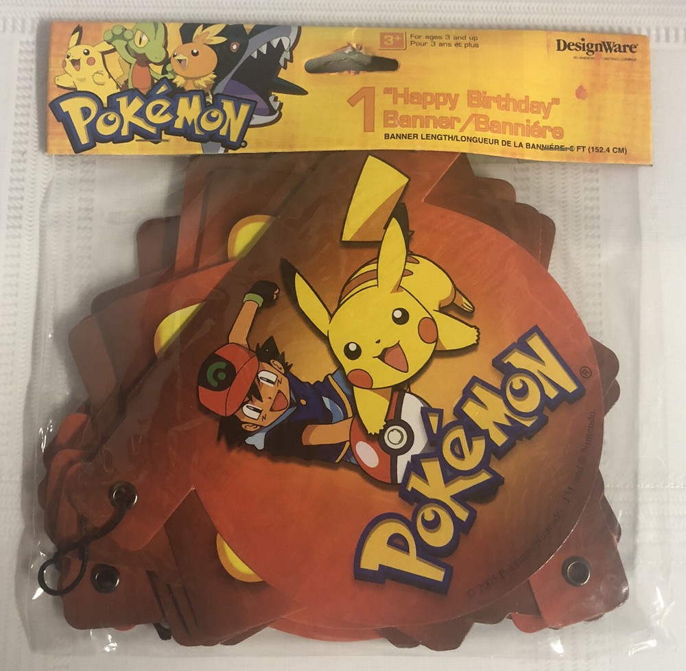 NEW! Pokemon Pikachu Happy Birthday Banner New in Package 5 ft.