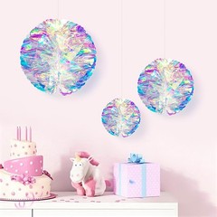 Iridescent Honeycomb Ball Decorative Hanging Ornaments Foil Ceiling Flowers