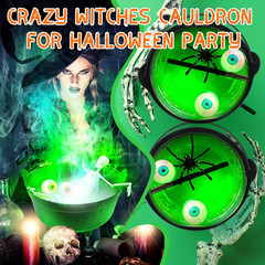 4 Pcs 14» LED Halloween Witches Cauldron Fogger Candy Buckets