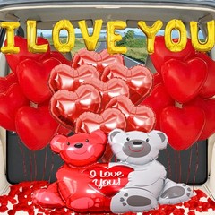 Valentine Balloon Decoration Kit I Love You Heart Bear Balloons Rose Petals