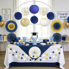 Blue and Gold Party Decorations – 22Pcs Hanging Navy Royal Blue White and Gold P