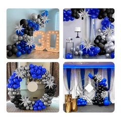 Royal Blue and Black Balloon Garland Arch Kit with 3pcs Star Balloon, Navy Bl…