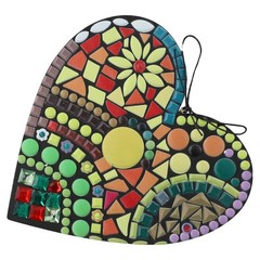 Handcrafted Resin Mosaic Heart Hanging Ornament for Indoor and Outdoor Use