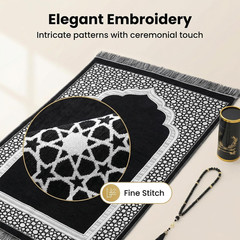 Ramadan & Eid Gift Set – Islamic Prayer Rug with Tasbih Beads, Premium Prayer Ma