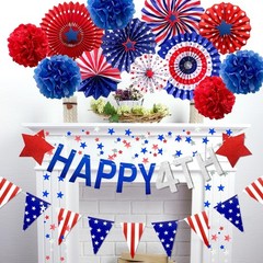 All-in-One July 4th Decorative Set – Paper Fans & Banners for Festive Spirit