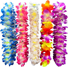 5PCS Vibrant Hawaiian Flower Leis for Luau Parties – Tropical Party Decorations