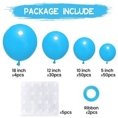 134Pcs Light Blue Balloons Different Sizes 5 10 12 18 Inch Light Blue Balloon…