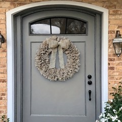 Rustic Burlap Wreath for Home Entryway Decor All Season Indoor Outdoor