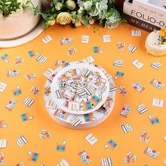 200 PCS Book Theme Confetti Groovy Hippie Paper Double Sided School Decor