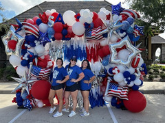 161Pcs Red White and Blue Balloons Arch Garland Kit with Exploding Hollow Star F