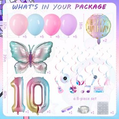 Pastel 10th Birthday Decorations for Girls, 10 Year Old Girl Party Decoration…