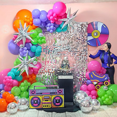 90S 80S Disco Theme Party Decorations, 151Pcs Balloon Arch Kit with Disco Ball,