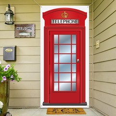 English Phone Booth Door Cover, Large Fabric Red Telephone Box Large,
