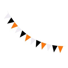 Decorative Halloween Triangle Flags 1 Set Orange Black White Fabric Banner