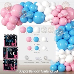 Gender Reveal Decorations for 25 Guests – Burnouts or Bows Plates, Balloons, Bac