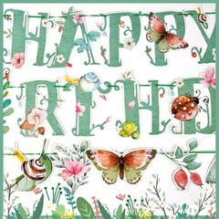 Charming Double-Sided Floral Birthday Banner with Butterflies – 70.87 Inches