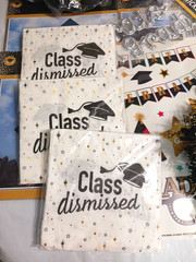 Graduation cap decorations, sign, napkins, garland, wishes, window cling. favors