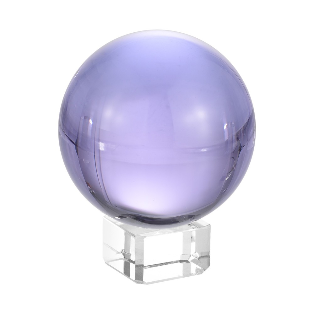 1Set 50mm/2″ K9 Crystal Ball Decorative Ball w Box and Crystal Stand Purple