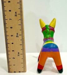 Vintage Miniature Donkey Piñata Figurine Multi Color Plastic Dollhouse Craft 3″