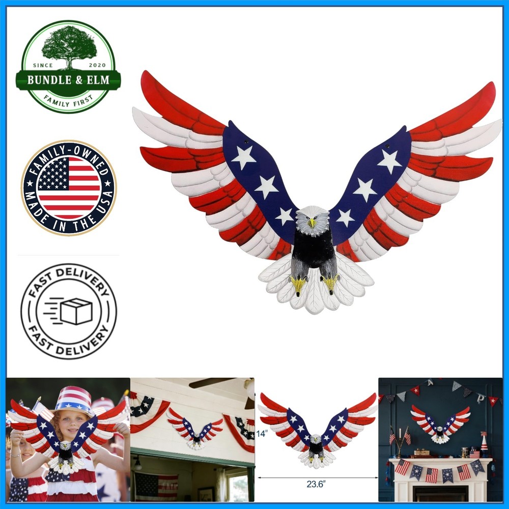 Independence Day Decorations, Metal Eagle Wall Art for Indoor Bedroom or Outdoor
