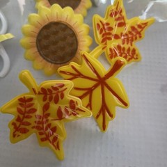 Sunflower Cupcake Topper Rings 24 pc Cake Decoration 21 Flowers 3 Leaves Fall