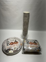Hushee Halloween Baby Shower Tableware Set 200pcs “A Little Boo” for 50