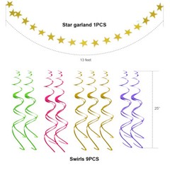 Happy Birthday Banner Party Decorations – Black Gold Decor Supplies Kit for Kids