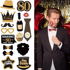 80th Birthday Decorations for men women, (Total 70pcs) black and gold