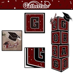 2026 Graduation Decoration Set – Class of 2025 Balloon Boxes in Maroon and Black
