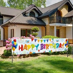 Happy Birthday Yard Banner Sign 118×19.7 inches Party Outdoor Decorations