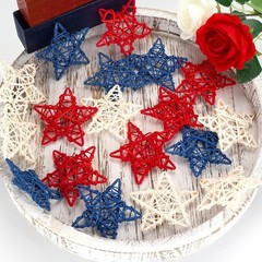 18 Pcs 4th of July Decorations Patriotic Rattan Star Decor Red White and Blue…