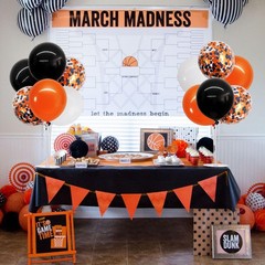 Toniful 4 Set Halloween Balloons Black Orange Confetti White Balloon Stand
