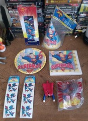Superman Bday Stuff In Package 8plates,hats,napkins,stickers 50 Piece Puzzle