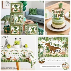 267pcs Three Rex Birthday Decorations Boy Complete Party Set, 3 Rex Birthday …