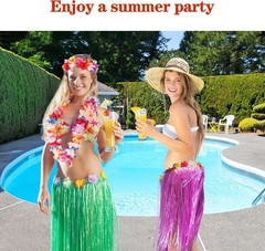 Tropical 12-Pack Hula Skirts – Adjustable Waist and Vibrant Design for Parties