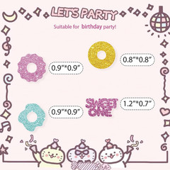 100Pcs Donut One Confetti, Gold Glitter Donut Grow up Paper Scatter, Sweet One P