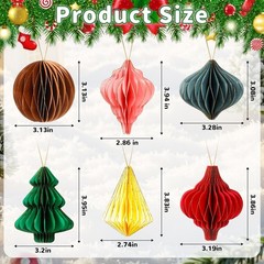 Adornos navideños de papel de panal, bolas de panal para árbol vintage