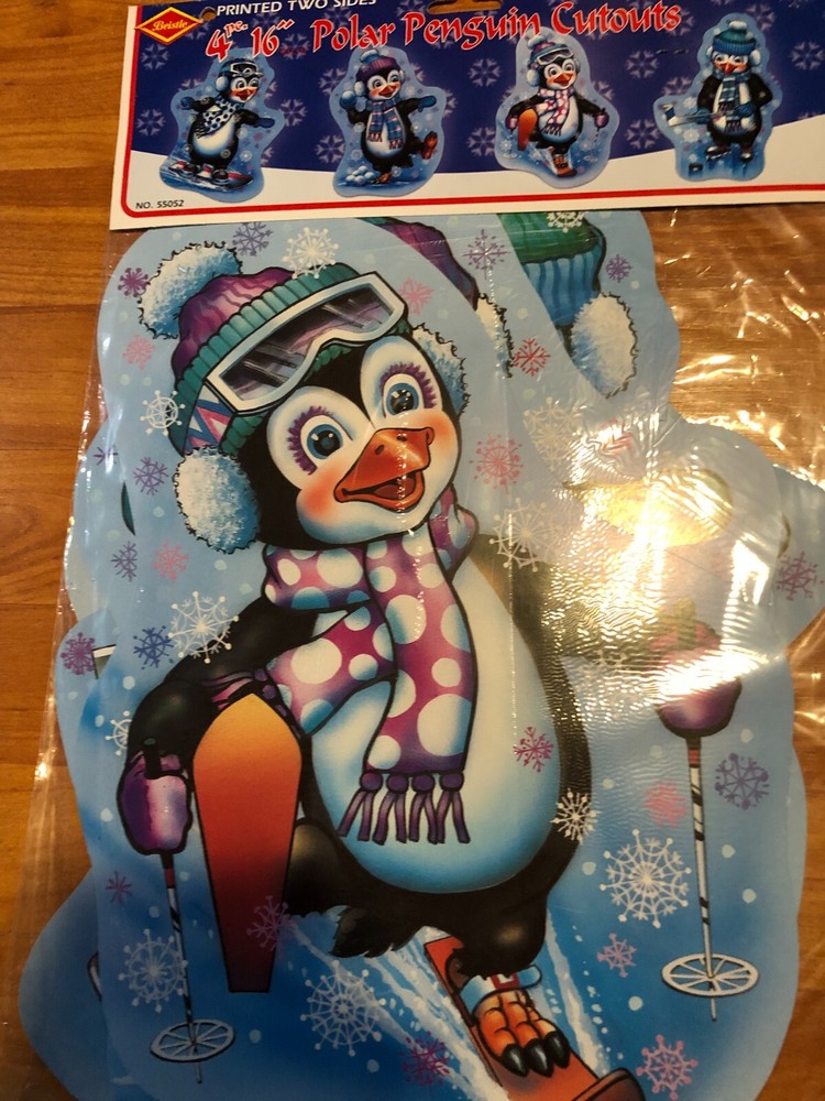 Penguin Diecut Cutouts Decoration 1999 Beistle Four Pack of 16″ NOS