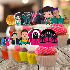 Squid Game Cake Topper happy birthday party supplies decoration event theme toy