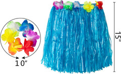 12PCS Hawaiian Luau Hula Skirts with 12PCS Wristbands for Tropical Party Favors