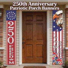 USA 250th Anniversary Patriotic Porch Banner – 70″ x 13″ Outdoor Decoration