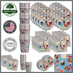 Medieval Knight Birthday Party Supplies Set for 16 Guests with Tableware Kit